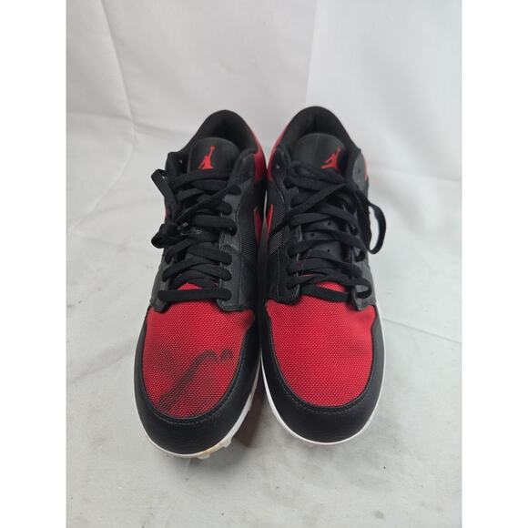 Size 12.5- Nike Air Jordan 1 Retro TD Low Bred Black Red OG Football Cleats main image 7